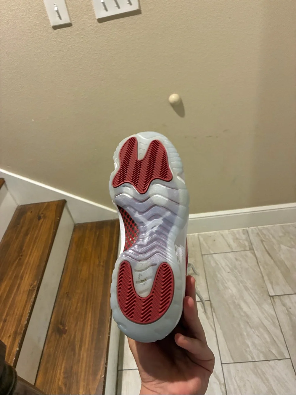 Jordan Men’s Sneakers in Red, White, and Gray